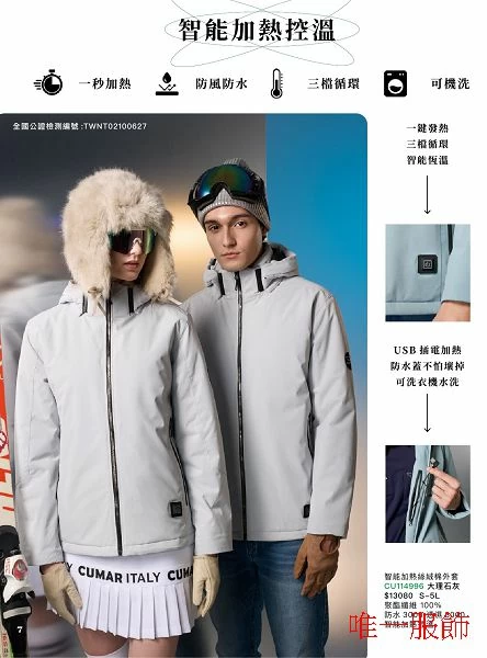 智能加熱絨裡外套